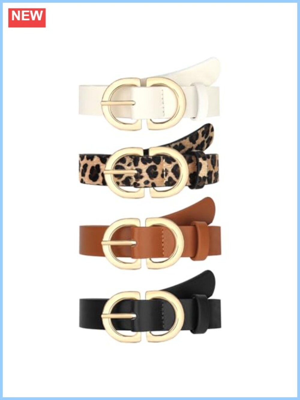 Faux Leather Belts for Women Gold Buckle Jeans Pants Dress